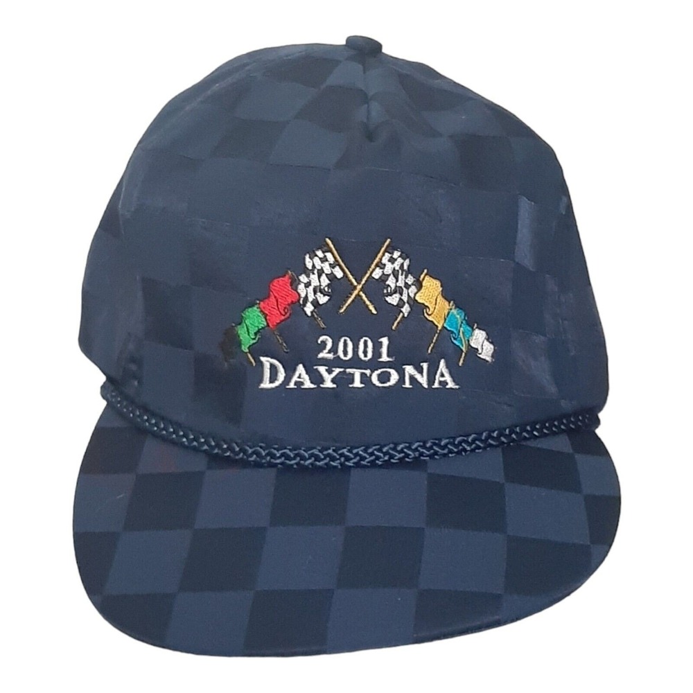 Vtg Daytona Beach 2001 Races baseball cap Checkered Flags Rope unused San Sun